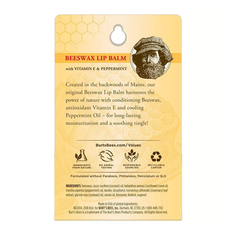 Burts Bees Beeswax Lip Balm With Vitamin E And Peppermint, 0.30 Oz